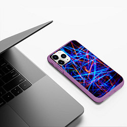 Чехол iPhone 11 Pro матовый NEON LINES Glowing Lines Effect, цвет: 3D-фиолетовый — фото 2