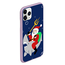 Чехол iPhone 11 Pro матовый САНТА КЛАУС НА АКУЛЕ SANTA, цвет: 3D-сиреневый — фото 2