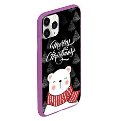 Чехол iPhone 11 Pro матовый MERRY CHRISTMAS BEARS, цвет: 3D-фиолетовый — фото 2