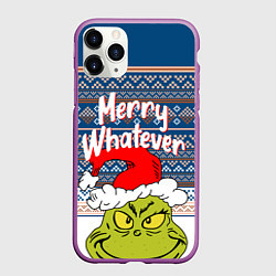Чехол iPhone 11 Pro матовый MERRY WHATEVER GRINCH, цвет: 3D-фиолетовый