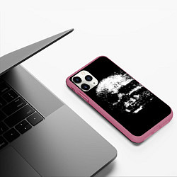 Чехол iPhone 11 Pro матовый Skulls glitch, цвет: 3D-малиновый — фото 2
