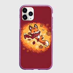 Чехол iPhone 11 Pro матовый Лис в листопаде, цвет: 3D-фиолетовый
