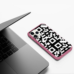 Чехол iPhone 11 Pro матовый Qr codeкуаркод, цвет: 3D-малиновый — фото 2