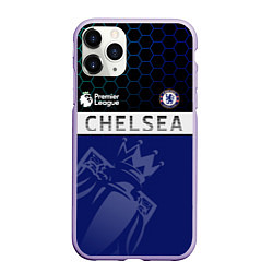 Чехол iPhone 11 Pro матовый FC Chelsea London ФК Челси Лонон, цвет: 3D-светло-сиреневый