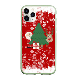 Чехол iPhone 11 Pro матовый Новогоднее настроение Santa, цвет: 3D-салатовый