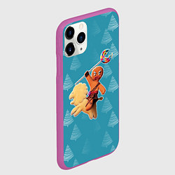 Чехол iPhone 11 Pro матовый Шрек: Пряник на коне, цвет: 3D-фиолетовый — фото 2