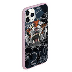 Чехол iPhone 11 Pro матовый Рычащий Тигр в японском стиле, цвет: 3D-розовый — фото 2