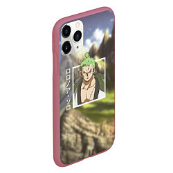 Чехол iPhone 11 Pro матовый Ван-Пис One Piece, Зоро Ророноа Zoro Roronoa, цвет: 3D-малиновый — фото 2