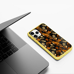 Чехол iPhone 11 Pro матовый Тигры и листья Тропики, цвет: 3D-желтый — фото 2
