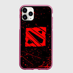 Чехол iPhone 11 Pro матовый DOTA 2 БРЫЗГИ КРАСОК, КРОВЬ, цвет: 3D-малиновый