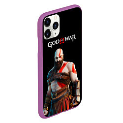 Чехол iPhone 11 Pro матовый God of War красные разводы, цвет: 3D-фиолетовый — фото 2