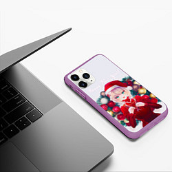 Чехол iPhone 11 Pro матовый Аниме Рождество, цвет: 3D-фиолетовый — фото 2