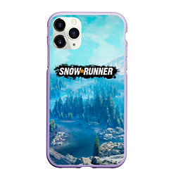 Чехол iPhone 11 Pro матовый SnowRunner СноуРаннер логотип, цвет: 3D-светло-сиреневый