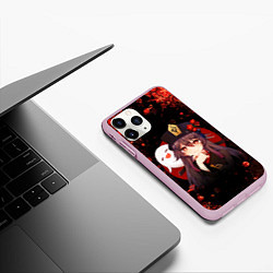 Чехол iPhone 11 Pro матовый GENSHIN IMPACT HU TAO ГЕНШИН ИМПАКТ ХУ ТАО FLOWERS, цвет: 3D-розовый — фото 2