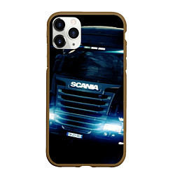 Чехол iPhone 11 Pro матовый SCANIA Дальнобой 2022, цвет: 3D-коричневый