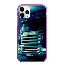 Чехол iPhone 11 Pro матовый SCANIA Дальнобой 2022, цвет: 3D-фиолетовый