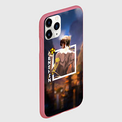 Чехол iPhone 11 Pro матовый Чжун Ли Zhongli, Genshin Impact, цвет: 3D-малиновый — фото 2