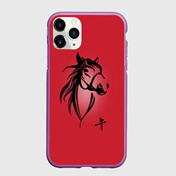 Чехол iPhone 11 Pro матовый Огненная лошадь с иероглифом, цвет: 3D-фиолетовый