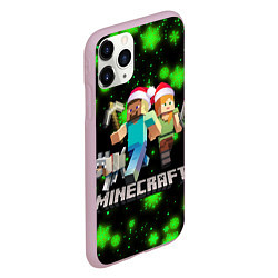 Чехол iPhone 11 Pro матовый НОВОГОДНИЙ MINECRAFT ГЕРОИ ИГРЫ, цвет: 3D-розовый — фото 2