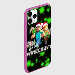Чехол iPhone 11 Pro матовый НОВОГОДНИЙ MINECRAFT ГЕРОИ ИГРЫ, цвет: 3D-фиолетовый — фото 2
