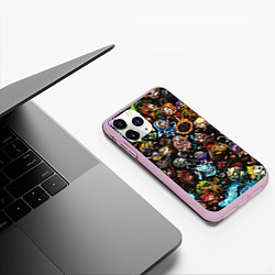 Чехол iPhone 11 Pro матовый DOTA 2 ВСЕ ПЕРСОНАЖИ В ЦВЕТЕ, цвет: 3D-розовый — фото 2