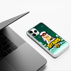 Чехол iPhone 11 Pro матовый НОВОГОДНИЙ ФЭНГ БРАВЛ СТАРС FANG BRAWL STARS, цвет: 3D-белый — фото 2