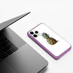 Чехол iPhone 11 Pro матовый Pineapple watercolor, цвет: 3D-фиолетовый — фото 2