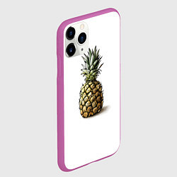 Чехол iPhone 11 Pro матовый Pineapple watercolor, цвет: 3D-фиолетовый — фото 2