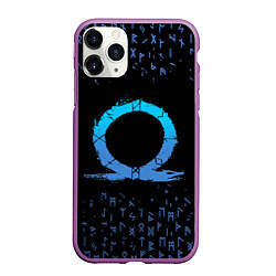 Чехол iPhone 11 Pro матовый БОГ ВОЙНЫ СИМВОЛ КРАТОСА, РУНЫ GOD OF WAR, цвет: 3D-фиолетовый