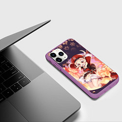 Чехол iPhone 11 Pro матовый КЛИ ГЕРОИНЯ ГЕНШИН ИМПАКТ, НЕОНОВЫЕ СИМВОЛЫ, цвет: 3D-фиолетовый — фото 2
