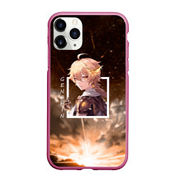 Чехол iPhone 11 Pro матовый Итэр Aether, Genshin Impact Геншин импакт, цвет: 3D-малиновый