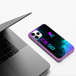 Чехол iPhone 11 Pro матовый CS GO NEON SYMBOL STYLE SKIN КС ГО НЕОН, цвет: 3D-фиолетовый — фото 2