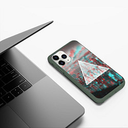 Чехол iPhone 11 Pro матовый Абстракция Свет Пелена, цвет: 3D-темно-зеленый — фото 2