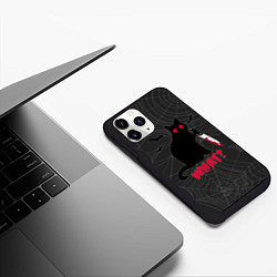 Чехол iPhone 11 Pro матовый What? Кот убийца, цвет: 3D-черный — фото 2