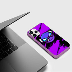 Чехол iPhone 11 Pro матовый Geometry Dash game - Геометри Дэш, цвет: 3D-фиолетовый — фото 2