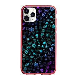 Чехол iPhone 11 Pro матовый RAINBOW SIX SIEGE NEON PATTERN SYMBOL, цвет: 3D-красный