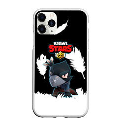 Чехол iPhone 11 Pro матовый BRAWL STARS MECHA CROW ПЕРЬЯ, цвет: 3D-белый