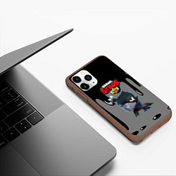 Чехол iPhone 11 Pro матовый BRAWL STARS MECHA CROW подтеки красок, цвет: 3D-коричневый — фото 2