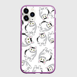 Чехол iPhone 11 Pro матовый КОТИКИ МЕМ МЯУ, цвет: 3D-фиолетовый