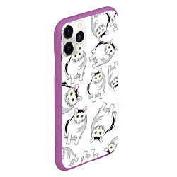 Чехол iPhone 11 Pro матовый КОТИКИ МЕМ МЯУ, цвет: 3D-фиолетовый — фото 2