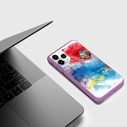 Чехол iPhone 11 Pro матовый Красочный лев на цветном облаке, цвет: 3D-фиолетовый — фото 2