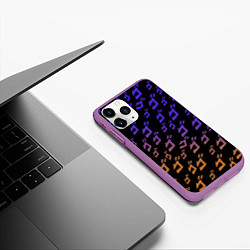 Чехол iPhone 11 Pro матовый JOJOS BIZARRE ADVENTURE PATTERN, цвет: 3D-фиолетовый — фото 2