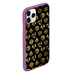 Чехол iPhone 11 Pro матовый GOLDEN GENSHIN IMPACT PATTERN ЗОЛОТО ГЕНШИН ИМПАКТ, цвет: 3D-фиолетовый — фото 2