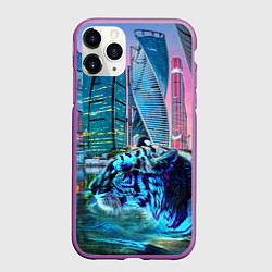 Чехол iPhone 11 Pro матовый Плывущий хищник, цвет: 3D-фиолетовый