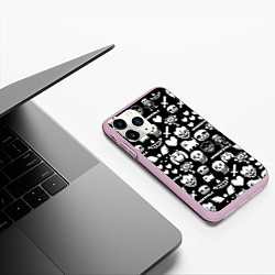 Чехол iPhone 11 Pro матовый UNDERTALE PATTERN БЕЛЫЙ, цвет: 3D-розовый — фото 2