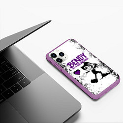 Чехол iPhone 11 Pro матовый HEART BENDY AND THE INK MACHINE, цвет: 3D-фиолетовый — фото 2