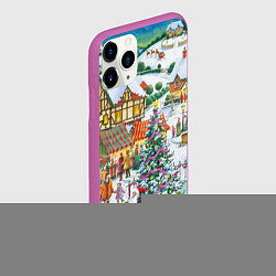 Чехол iPhone 11 Pro матовый САНТА КЛАУС НА ЛЬДУ, НОВЫЙ ГОД 2022 АРТ, цвет: 3D-фиолетовый — фото 2