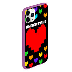 Чехол iPhone 11 Pro матовый UNDERTALE HEART COLOR HEROES, цвет: 3D-фиолетовый — фото 2