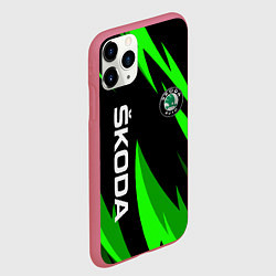 Чехол iPhone 11 Pro матовый SKODA Логотип Узор, цвет: 3D-малиновый — фото 2