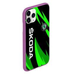 Чехол iPhone 11 Pro матовый SKODA Логотип Узор, цвет: 3D-фиолетовый — фото 2